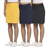 Real Essentials 3 Pack Womens 20 Inch Athletic Skorts Skirt Pockets Running Casual Skirt Shorts Underneath Workout Knee Length Tennis Modest