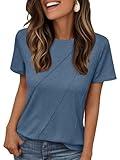 AUTOMET Womens Summer Tops Workout Shirts Beach Vacation Outfits Business Tshirts Dressy Fashion Spring Clothes 2025 Navy M