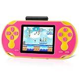 16 Bit Handheld Game for Kids, Video Game Player with Built in 230 HD Games, 3.0'' Screen Retro Electronic Machine with 3 Cartridges, Portable Rechargeable Games for Ages 3-12 (Rose Red)