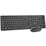 Wireless Keyboard and Mouse Combo - Rii Standard Office PC Keyboard and Optical Wireless Mice (Black)