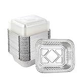 Waytiffer Aluminum Foil Pan 5.5" x 4.5" (50 Pack) Disposable Cookware with Lids/Aluminum Foil Food Containers/Meal Prep Freezer Drip Pans BBQ Potluck Holidays Silver