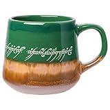 Silver Buffalo Lord of The Rings Elven Text High Gloss Reactive Glaze Tapered Pottery Mug,18 Ounces