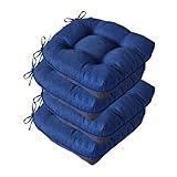 IASEAHK Chair Cushions for Dining Chairs, Seat Cushions for Kitchen Chairs, Indoor Seat Cushions with Ties, Tufted Foam Chair Pads, Non Slip Chair Cushions Set of 4, 15.5" x 15.5" x 4", Navy Blue