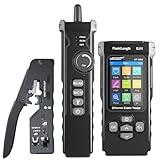 NOYAFA NF-8506 Network Cable Tester with RJ45 Crimp Tool, CAT5 CAT6 Ethernet Cable Tester, PoE Ping Test, Network Rate Test, IP Scan, Port Flashing, RJ11 RJ45 Network Tester with Crimper Stripper