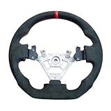 JIANGGAI HANDCRAFTED FLAT-BOTTOM SUEDE Steering Wheel for Nissan 350Z 2003-2009,Ergonomic Anti-Slip Grip with Finger Grooves Sporty Upgrade