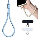 KIMAGIC Dopamine Summer Minimalist Wrist Strap Phone Lanyard, Adjustable Locking Design, Anti-Drop, Ultra-Light & Portable, Includes 2 Types of Phone Tabs (Clear & Matching Nylon) - Sky Blue