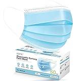 HDFK Face Mask Disposable Adults 3Ply Non-Woven with Nose Clip Ear Loop Blue 50Pack
