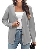 Zeagoo Women's Oversized Button Cardigan Sweaters 2024 Fall Open Front Lightweight Cardigans V Neck Loose Knit Outwear