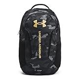 Under Armour Unisex-Adult Hustle 6.0 Backpack, (001) Black/Black/Metallic Gold, One Size Fits Most