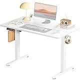 SMUG Standing Desk, Adjustable Height Electric Sit Stand Up Down Computer Table, 40x24 Inch Ergonomic Rising Modern Lift Motorized Gaming Desktop Workstation for Work Home Office, White
