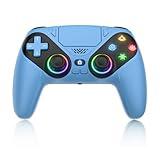 Dinosoo RGB Wireless Controller for PS5/PlayStation 5 PC, Bluetooth Controller with Turbo, Macro, Dynamic Vibration, 6-Axis Motion Control, 3.5mm Audio Jack, 1000mAh Battery, Speaker - Blue
