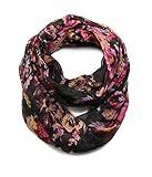 Scarfand's Romantic Rose Prints & Floral Patterns Lightweight Infinity Fashion Scarves Wraps (Bouquet Rose Black)