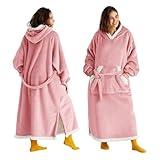 Bedsure Wearable Blanket Hoodie, Cozy Long Hooded Blanket Sweatshirt as Mothers Day Hoodie Gifts for Mom Women, Standard, Rose Pink