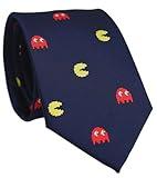 zenffo Retro Game and Movie Fans Tie for Men, Patterned Navy Blue Designer Necktie
