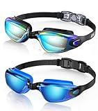 Aegend Swim Goggles, 2 Pack Swimming Goggles No Leaking Adult Men Women Youth, Aqua & Blue-black