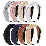 obeoby 8Pcs Headbands for Women, Fashion Knotted Headband Coffee Series Wide Hairband Girls Hair Accessories
