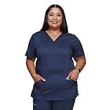 Cherokee Women's V-Neck Top, Navy, Small