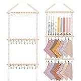 POVETIRE Pacifier Clip Holder Bibs Organizer, Neutral Bibs Holder Baby Bandana Drool Cloths Organizer Storage Hanging Wall Decor for Nursery Newborn Infant Girls and Boys Room