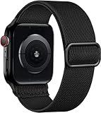 Lerobo Compatible with Apple Watch Band 44mm 46mm SE Series 8 45mm Series 9 7 Ultra 2 Band 49mm 42mm for Men iWatch Bands Womens Series 10 6 5 4 3 2 1 Elastic Nylon Solo Loop Sport Strap, Black