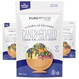 Pure Food By Estee Natural Rainbow Candy Coated Chocolate Chips, 5oz (3 Pack) | Cosmic Brownie Sprinkles | Vegan | Mini Colored Chips for Baking | Soy Free, Gluten Free, Dairy Free, Nut Free