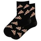 Hot Sox Kids' Big Fun Food & Drink Crew Socks-1 Pair Pack-Cool & Cute Casual Boys and Girls Gifts, Pizza (Black), Small-Medium