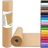 PerkHomy Brown Kraft Paper Roll 17.5" x 1,200" (100') for Gift Wrapping Bulletin Board Craft Art Bouquet Flower Packing Moving Shipping Floor Covering Table 70GSM 50LB (Brown, 17.5" x 100')