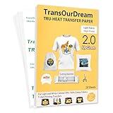 TransOurDream Upgraded Iron on Heat Transfer Paper for T Shirts (20 Sheets, 8.5x11") Iron on Transfers for Light Fabric Printable Heat Transfer Vinyl for Inkjet Printer (TOD-4)