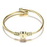 VQYSKO Gold Bracelets for Girls-A to Z Stainless Steel Heart Initial Girl Jewellery, Birthday Gifts for Girls (Gold, A)