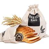 2 X Bread Bags for Homemade Bread - Plastic Lined, Reusable Linen Cloth Saver Bag For Sourdough & Homemade Bread Storage - 17" x 13" XL