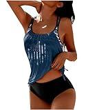 Generic Deals of The Day Clearance Tankini Swimsuits for Women Two Piece Ruched Drawstring Bathing Suit Tops Tummy Control Flowy Vacation Swimwears Dark Blue L