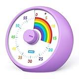 Visual Timer for Kids, 60-Minute Countdown for Classroom Office Kitchen, Desk Timer Kids Time Management Tools with Silent Operation, Pomodoro Timer Rainbow Pattern Purple