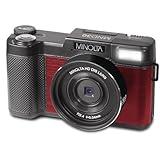 Minolta 30MP Digital Camera – 2.7K Ultra HD Video, 3-inch 180° LCD Screen, Face Detection, Anti-Shake, 9 Scene Modes, Photo Burst, Panorama, CMOS Sensor, 32GB Card (Red)