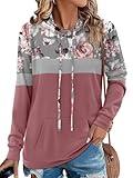 Angerella Floral Hoodies for Women Plus Size Sweatshirts Pullover Long Sleeve Fall Tops Clothing Flower Print XXL
