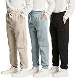 Real Essentials 3 Pack: Boys Fleece Joggers Sweatpants Youth Teens Active Athletic Soft Warm Pants Pajamas Gym Running Tech Sweats Casual Boys' Pockets Kids Drawstrings Sports-Set 5,L(14/16)