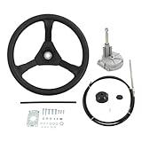 CARMOCAR Outboard Steering Rotary System Boat Kit with 13.5 Inch Steering Wheel,3/4" Tapered Shaft,10 Feet Boat Cable for Marine Outboard
