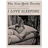 VERENIX Retro Black and White Feminist Wall Art Newspaper Aesthetic Canvas Posters Vintage Funky Girl Sleeping Prints for Girly Dorm Bedroom Wall Decor 12x16 inch Unframed