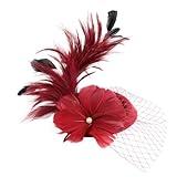 Lightning+Deals+of+Today+Prime Baby Girl Headbands Fascinator for Women Hair Clip Hairpin Hat Bowler Feather Flower Veil Cocktail Wedding Party Tea Pillbox Hat Headband Deal+of+The+Day+Clearance Wine