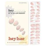 Heyhae Semi Cured Gel Nail Strips | No LED Lamp Needed | French, Pink, Spring | Easy Apply & Remove, Salon Quality | Includes 28 Strips, 1 Prep Pads, Nail File & Wooden Stick - Hey, It's Glam Night