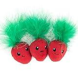 Catstages Strawbabies Interactive Cat Dental Toys with Catnip & Feathers, Pink, 3-Pack