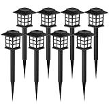 GIGALUMI Solar Outdoor Lights，8 Pack LED Solar Lights Outdoor Waterproof, Solar Walkway Lights Maintain 10 Hours of Lighting for Your Garden, Landscape, Path, Yard, Patio, Driveway