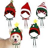Dansydaisy 4 Pack Christmas Knitted Dog Santa Hats Bulk Pet Crochet Dog Hats Halloween Christmas Costume Outfit Cap Warm Winter Puppy Cats Beanie Holiday Party Dress Up Props(Small)
