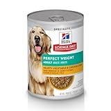 Hill's Science Diet Perfect Weight, Adult 1-6, Weight Management Support, Wet Dog Food, Chicken & Vegetables Stew, 12.5 oz Can, Case of 12