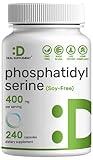 Phosphatidylserine Supplement, 400mg Serving, 240 Capsules – Soy Free Sunflower Lecithin Source