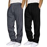 GOSEAGOTOFUN Mens Lightweight Sweatpants Open Bottom Lounge Pants 2 Pack Trousers Men Running Athletic Joggers Workout Pants