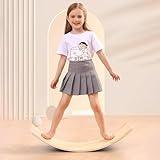 Wooden Balance Board Kids, [Natural Wood] Wobble Board for Toddlers Kids Children, 35" Rocker Board for Open Ended Montessori Learning Toy, Birthday Gifts for 3 4 5 6 7 8 Year Old Boys Girls (burlywood-L)
