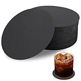 Black Round Coasters 100 Pack - 4 Inch Heavy Cardstock Drink Coasters Bulk for Restaurants & Home Bars