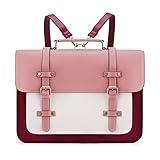 ECOSUSI Laptop Bag for Women Vegan Leather Messenger Bag Fashion Briefcase Backpack 15.6 inch Computer Satchel Bag (Pink)