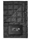 KingCamp Ultralight Camping Blanket, Packable Down Alternative Puffy Wearable Blankets Weatherproof Warm Package Quilt with Snap Buttons for Outdoor Hiking Travel Picnic Stadium (79" x 57", BLACK)