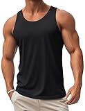 MAGCOMSEN Mens Tank Tops Undershirt Sleeveless Shirts Gym Tank Tops Muscle Shirts for Men Workout Tank Tops Cotton Black,M