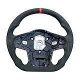 JIANGGAI HANDCRAFTED FLAT-BOTTOM SUEDE Steering Wheel for Toyota Supra GR 2020+ A90/A91 MKV,Ergonomic Anti-Slip Grip with Finger Grooves Sporty Upgrade